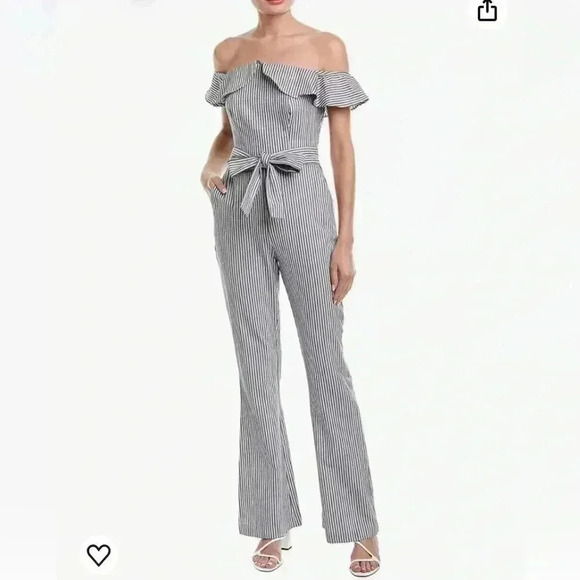 BCBGeneration womens Railroad Stripe Strapless Jumpsuit - Picture 3 of 9